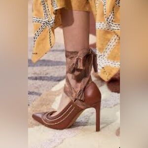 Ulla Johnson Brown Salma Ribbon High Heel Pump Made in Italy Size 40